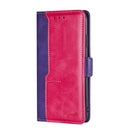 For Motorola Moto G52 4G/G82 5G Contrast Color Side Buckle Leather Phone Case(Purple + Rose Red)