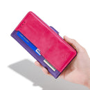 For Motorola Moto G52 4G/G82 5G Contrast Color Side Buckle Leather Phone Case(Purple + Rose Red)