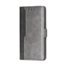 For Motorola Moto G52 4G/G82 5G Contrast Color Side Buckle Leather Phone Case(Black + Grey)