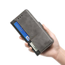 For Motorola Moto G52 4G/G82 5G Contrast Color Side Buckle Leather Phone Case(Black + Grey)