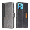For OPPO Realme 9 Pro+ Contrast Color Side Buckle Leather Phone Case(Black + Grey)