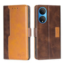 For Honor X7 4G Contrast Color Side Buckle Leather Phone Case(Dark Brown + Gold)