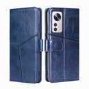 For Xiaomi 12 Pro Geometric Stitching Horizontal Flip Leather Phone Case(Blue)