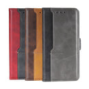 For Xiaomi 12 Pro Contrast Color Side Buckle Leather Phone Case(Blue + Grey)