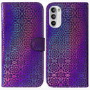For Motorola Moto G52 Colorful Magnetic Buckle Leather Phone Case(Purple)