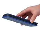 Carbon Fiber Texture Flip Leather Phone Case For iPhone 14 (Blue)