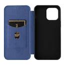 Carbon Fiber Texture Flip Leather Phone Case For iPhone 14 (Blue)