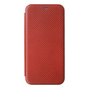 Carbon Fiber Texture Flip Leather Phone Case For iPhone 14 (Brown)