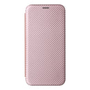 Carbon Fiber Texture Flip Leather Phone Case For iPhone 14 Pro Max (Pink)