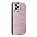 Carbon Fiber Texture Flip Leather Phone Case For iPhone 14 Pro Max (Pink)