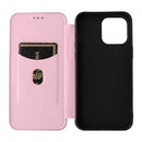 Carbon Fiber Texture Flip Leather Phone Case For iPhone 14 Pro Max (Pink)