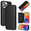 Carbon Fiber Texture Flip Leather Phone Case For iPhone 14 Pro Max (Black)
