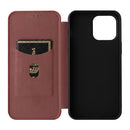 Carbon Fiber Texture Flip Leather Phone Case For iPhone 14 Pro Max (Brown)