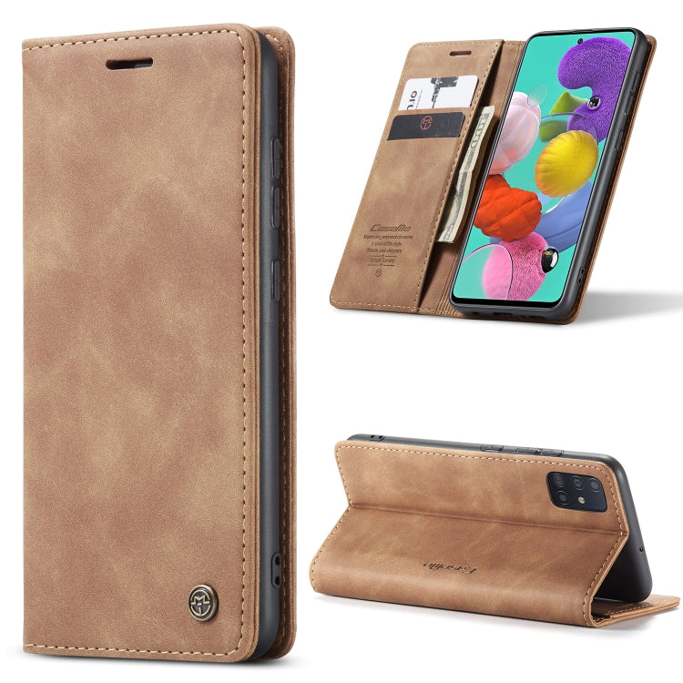 For Galaxy A51 CaseMe Multifunctional Horizontal Flip Leather Case, with Card Slot & Holder & Wallet(Brown)