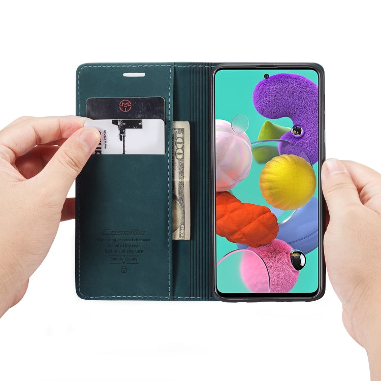 For Galaxy A51 CaseMe Multifunctional Horizontal Flip Leather Case, with Card Slot & Holder & Wallet(Blue)