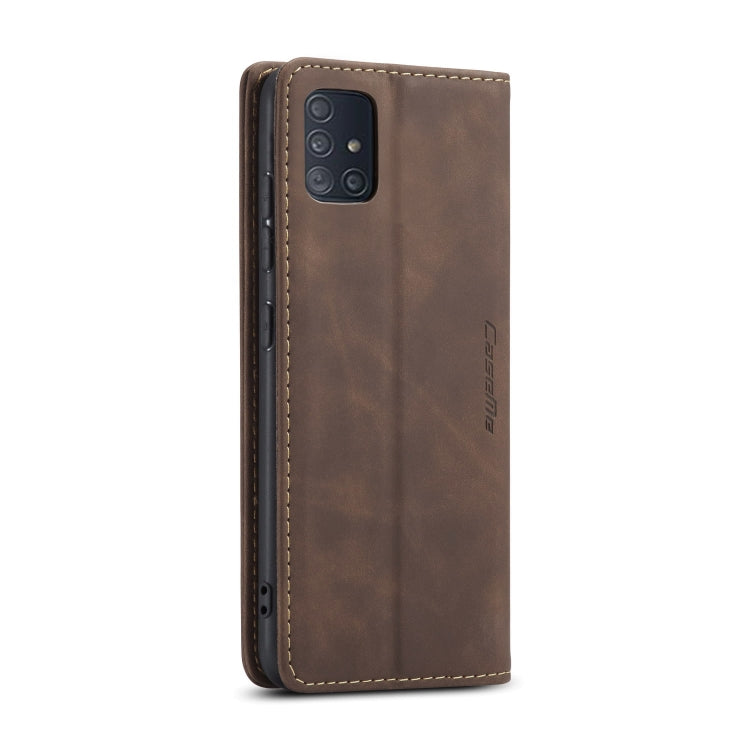 For Galaxy A51 CaseMe Multifunctional Horizontal Flip Leather Case, with Card Slot & Holder & Wallet(Coffee)