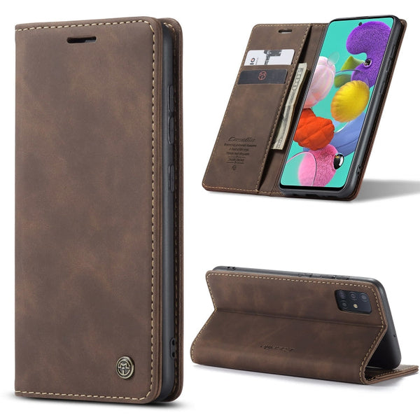 For Galaxy A51 CaseMe Multifunctional Horizontal Flip Leather Case, with Card Slot & Holder & Wallet(Coffee)