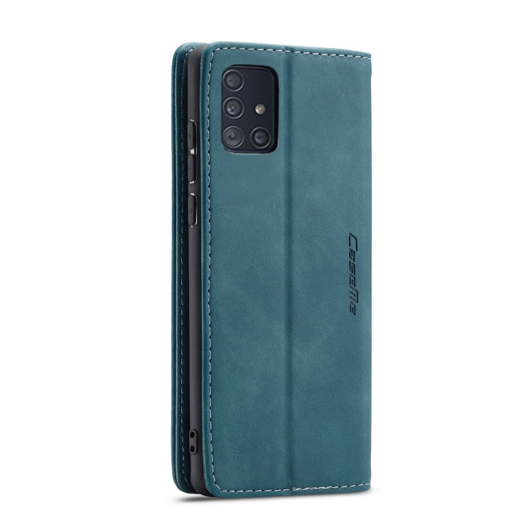 For Galaxy A71 CaseMe Multifunctional Horizontal Flip Leather Case, with Card Slot & Holder & Wallet(Blue)