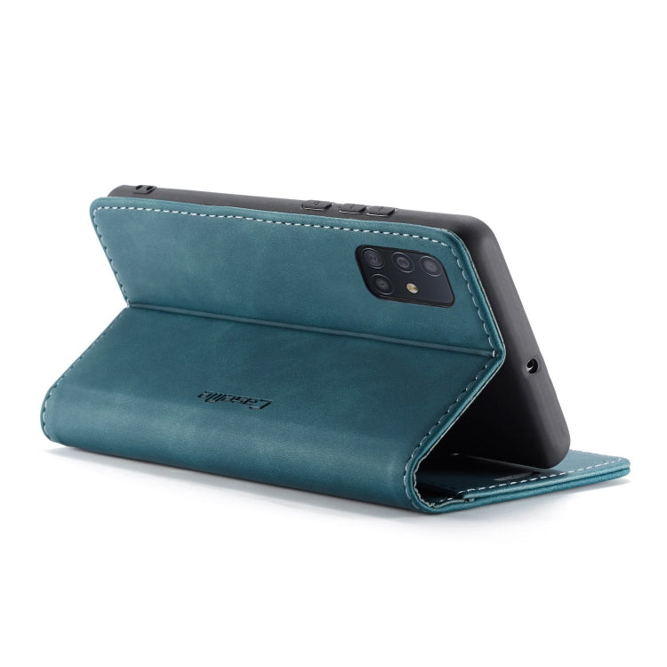 For Galaxy A71 CaseMe Multifunctional Horizontal Flip Leather Case, with Card Slot & Holder & Wallet(Blue)