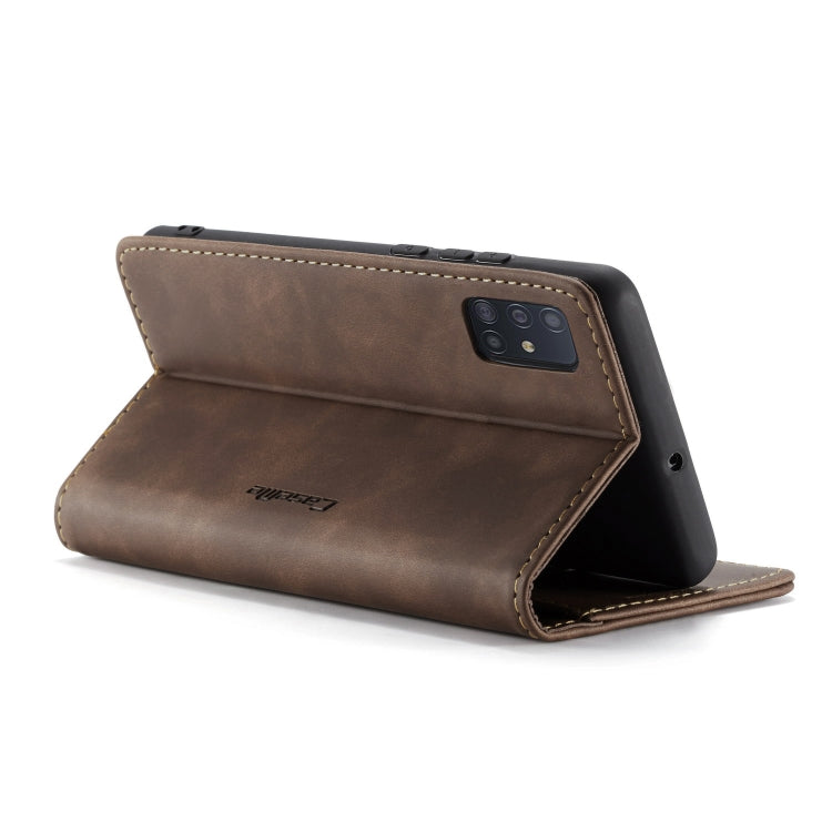 For Galaxy A71 CaseMe Multifunctional Horizontal Flip Leather Case, with Card Slot & Holder & Wallet(Coffee)