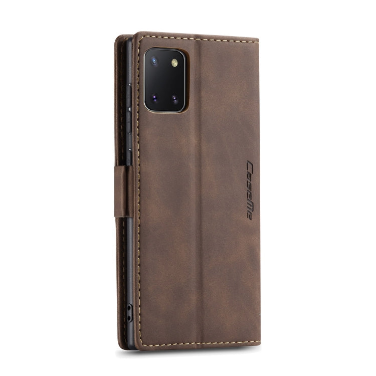 For Galaxy A81 / Note 10 Lite CaseMe Multifunctional Horizontal Flip Leather Case, with Card Slot & Holder & Wallet(Coffee)