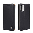 For Motorola Moto G52/Moto G82 5G Non-Magnetic Retro Texture Horizontal Flip Leather Phone Case(Black)
