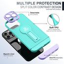 Small Tail Holder TPU+PC Phone Case For iPhone 13 Pro(Light Green+Purple)