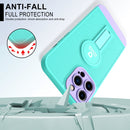 Small Tail Holder TPU+PC Phone Case For iPhone 13 Pro(Light Green+Purple)