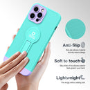 Small Tail Holder TPU+PC Phone Case For iPhone 12 Pro(Light Green+Purple)