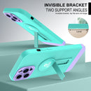 Small Tail Holder TPU+PC Phone Case For iPhone 12 Pro(Light Green+Purple)