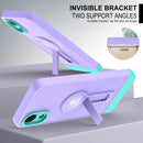 For Samsung Galaxy A03 Core Small Tail Holder TPU+PC Phone Case(Purple+Light Green)