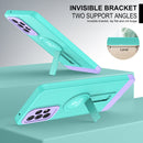 For Samsung Galaxy A13 4G Small Tail Holder TPU+PC Phone Case(Light Green+Purple)