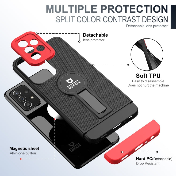 For Samsung Galaxy A33 5G Small Tail Holder TPU+PC Phone Case(Black+Red)