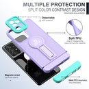 For Samsung Galaxy A52 5G / 4G Small Tail Holder TPU+PC Phone Case(Purple+Light Green)