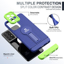 For Samsung Galaxy A73 5G Small Tail Holder TPU+PC Phone Case(Blue+Green)
