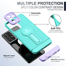 For Samsung Galaxy A73 5G Small Tail Holder TPU+PC Phone Case(Light Green+Purple)