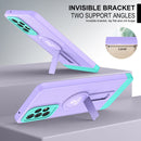 For Samsung Galaxy A73 5G Small Tail Holder TPU+PC Phone Case(Purple+Light Green)