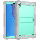 For Lenovo Tab M10 HD Silicone + PC Holder Shockproof Tablet Case(Grey+Mint Green)
