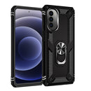For Motorola Moto G52 Shockproof TPU + PC Holder Phone Case(Black)