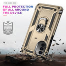 For Motorola Moto G52 Shockproof TPU + PC Holder Phone Case(Gold)