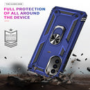 For Motorola Moto G52 Shockproof TPU + PC Holder Phone Case(Blue)