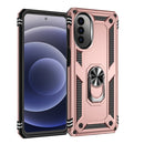 For Motorola Moto G52 Shockproof TPU + PC Holder Phone Case(Rose Gold)