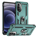 For Motorola Moto G52 Shockproof TPU + PC Holder Phone Case(Dark Green)