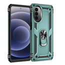 For Motorola Moto G52 Shockproof TPU + PC Holder Phone Case(Dark Green)