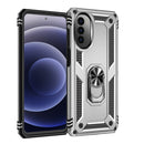 For Motorola Moto G52 Shockproof TPU + PC Holder Phone Case(Silver)