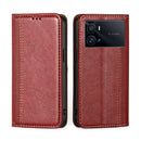 For vivo iQOO 9 Pro 5G Grid Texture Magnetic Flip Leather Phone Case(Red)