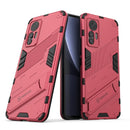 For Xiaomi 12 Lite Punk Armor PC + TPU Phone Case with Holder(Light Red)