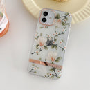 Translucent Electroplating Flower Phone Case For iPhone 14 (Magnolia)