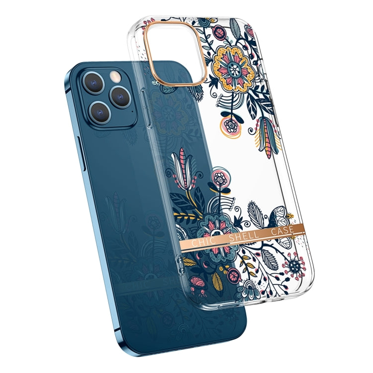 Translucent Electroplating Flower Phone Case For iPhone 14 Pro (Po-phase Flowers)