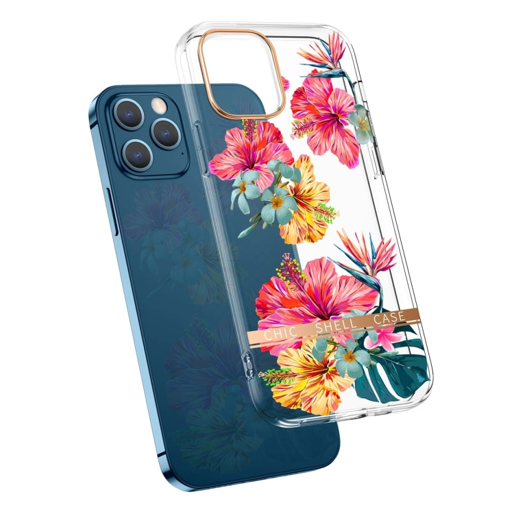 Translucent Electroplating Flower Phone Case For iPhone 14 Pro (Hibiscus)